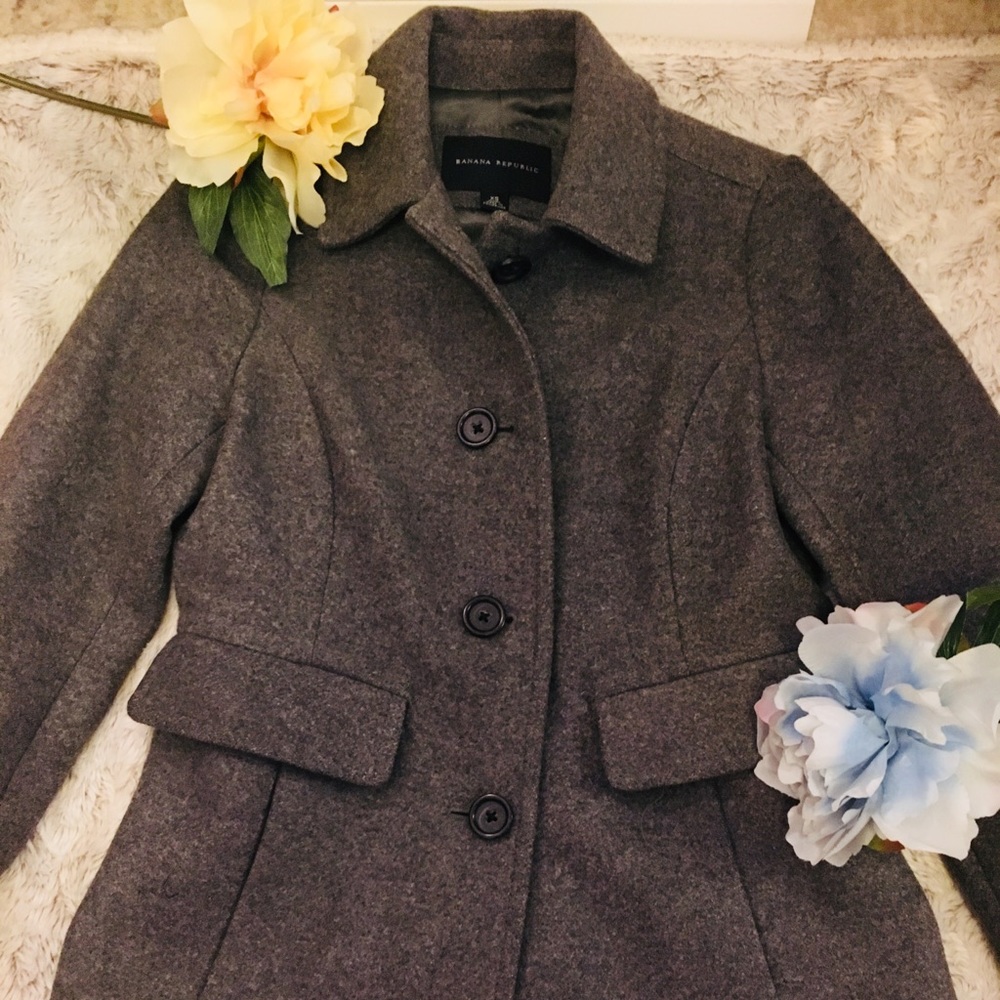 Vintage Banana Republic Wool Gray Coat 